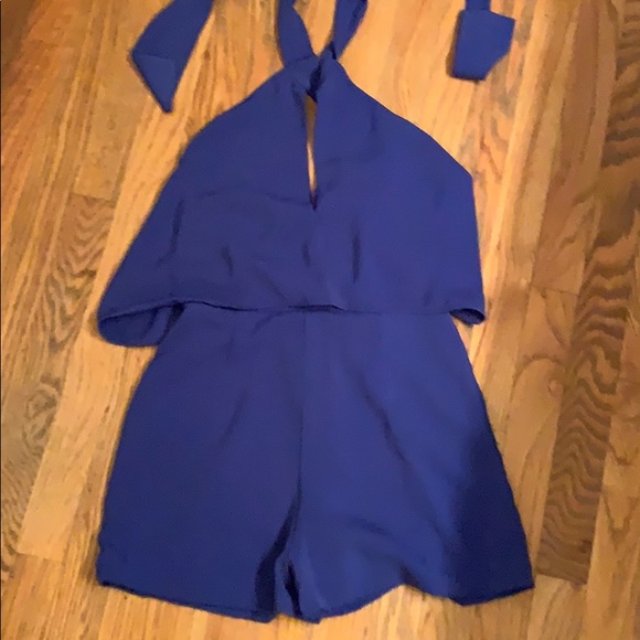 Mustard Seed deep V plunge blue romper XS - Picture 3 of 7